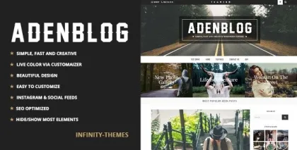Aden A WordPress Blog Theme 3.1.7 GPL Theme