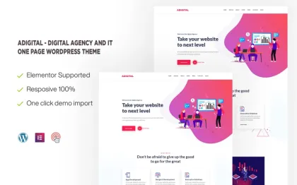 Adigital Digital Agency and IT One page WordPress Theme 1.0.0 GPL Theme