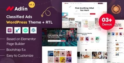Adlin Classified Ads Listing WordPress Theme 1.3 GPL Theme