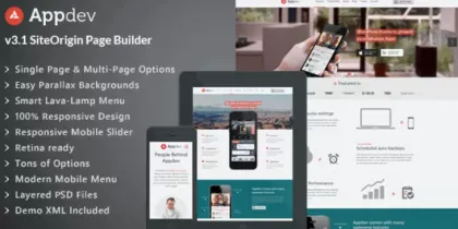 Appdev Mobile App Showcase WordPress Theme 3.9 GPL Theme