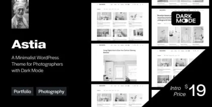 Astia Minimal Portfolio WordPress Theme for Photographers 1.0.5 GPL Theme
