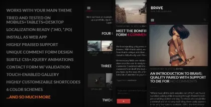 BRAVE A dark, clean, fully responsive WP theme 1.3 GPL Theme