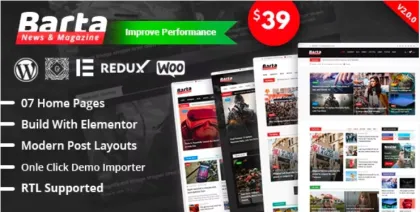Barta News Magazine WordPress Theme 2.0.2 GPL Theme