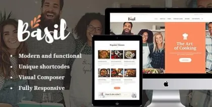Basil | Cooking Classes and Workshops WordPress Theme 1.3.7 GPL Theme