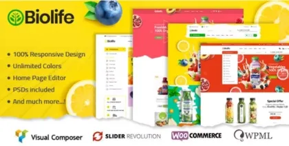 Biolife Organic Food WordPress Theme ( RTL Supported ) 3.0.3 GPL Theme