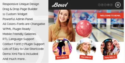 Bowl Responsive Bowling Center WordPress Theme 1.6.2 GPL Theme