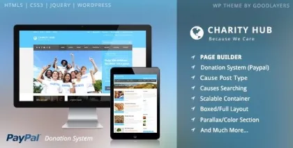 Charity Hub Nonprofit / Fundraising WordPress 1.4.6 GPL Theme