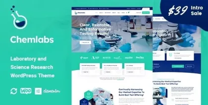 Chemlabs Laboratory Science Research WordPress Theme 1.0.3 GPL Theme