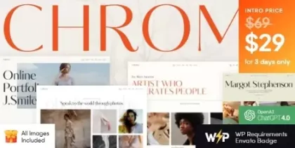 Chroma Photography Portfolio WordPress Theme 1.3.0 GPL Theme