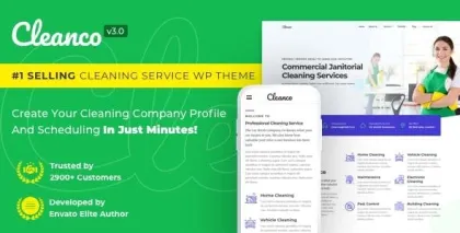 Cleanco Cleaning Service Company WordPress Theme 3.1.2 GPL Theme