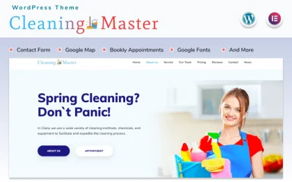 Cleaning Master Landing page with Blog WordPress Theme 1.2 GPL Theme