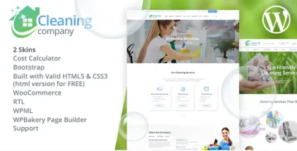 Cleaning Services WordPress Theme + RTL 3.6 GPL Theme