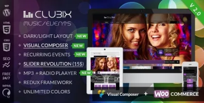 Clubix Nightlife, Music Events WordPress Theme 2.3.0 GPL Theme