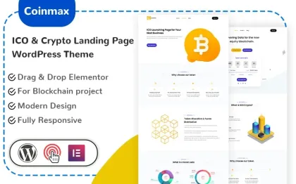 Coinmax ICO Crypto Landing Page Free WordPress Theme 1.0.0 GPL Theme