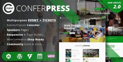 ConferPress Multipurpose Event Tickets WordPress Theme 2.8 GPL Theme