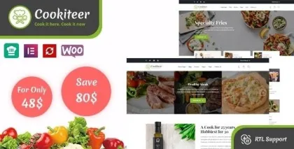 Cookiteer Food Recipe WordPress Theme 1.4.5 GPL Theme