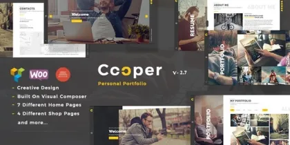 Cooper Creative Responsive Personal Portfolio WordPress Theme 4.4 GPL Theme