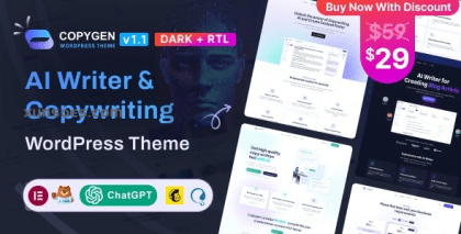 CopyGen AI Writer Copywriting Landing Page WordPress Theme 1.2.3 GPL Theme