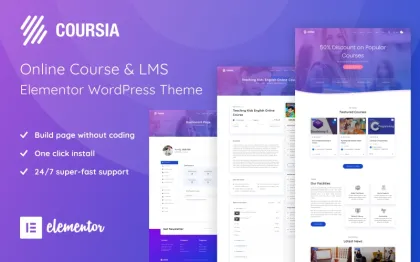 Coursia Course LMS WordPress Elementor Theme WordPress Theme 1.1.1 GPL Theme