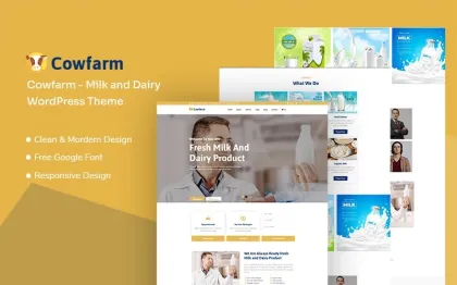 Cowfarm Milk and Dairy Responsive WordPress Theme 1.0.1 GPL Theme