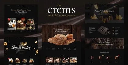 Crems Bakery, Chocolate Sweets Pastry WordPress Theme 1.1.0 GPL Theme