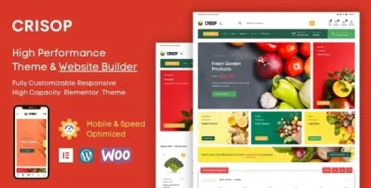 Crisop Elementor Grocery Store Food WooCommerce Theme 1.1.0 GPL Theme