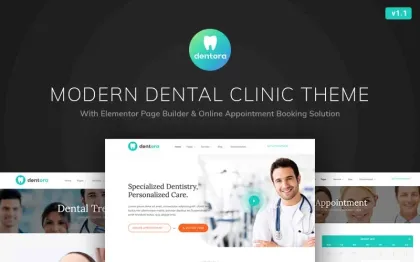 Dentora Dental Clinic WordPress Elementor Theme WordPress Theme 1.3 GPL Theme
