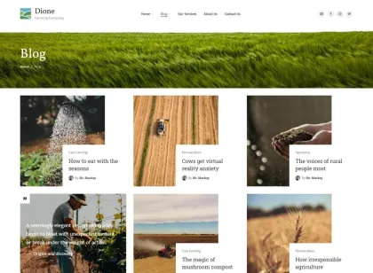Dione farming and agriculture corporate template 1.1.0 GPL Theme