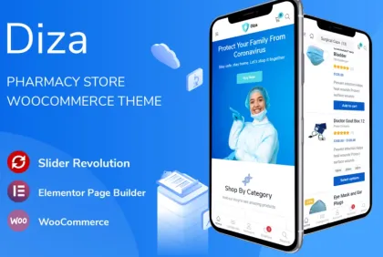 Diza Pharmacy Store Elementor WooCommerce Theme 1.2.10 GPL Theme