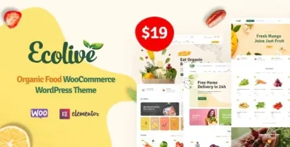 Ecolive Organic Food WooCommerce WordPress Theme 1.2.9 GPL Theme