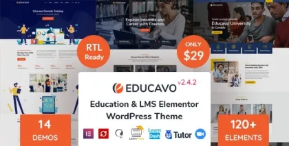 Educavo Online Courses Education WordPress Theme 3.1.4 GPL Theme