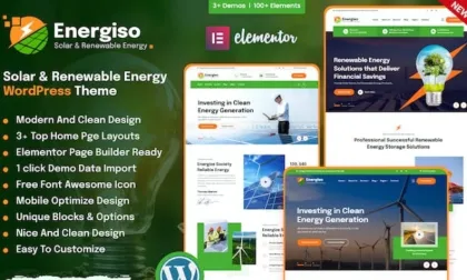 Energiso  – Solar Energy WordPress Theme 1.3.1 GPL Theme