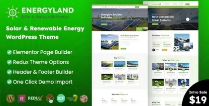 Energyland Solar Renewable Energy WordPress Theme 1.2.0 GPL Theme