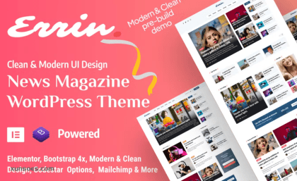 Errin Newspaper Personal Blog WordPress Theme 1.0.6 GPL Theme