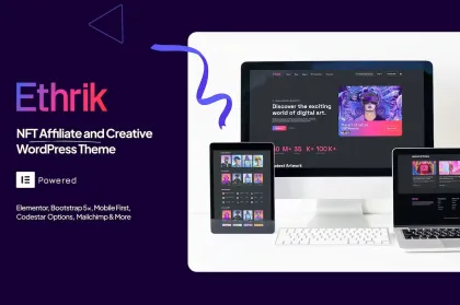 Ethrik Creative NFT Affiliate WordPress Theme 2.2 GPL Theme
