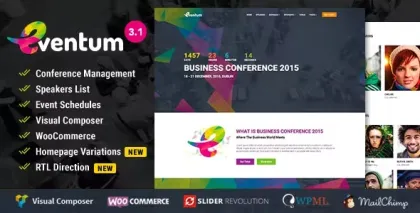 Eventum Conference Event WordPress Theme for Event Conference 2.9 GPL Theme