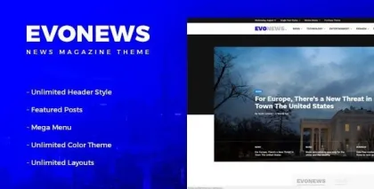 Evonews News/Magazine WordPress Theme 2.0 GPL Theme