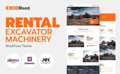 ExcoRent Equipment Rental Template for Strong Landing Page WordPress Theme 1.0.0 GPL Theme