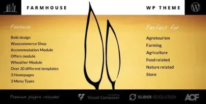 Farmhouse Agrotourism, Farming and Agriculture theme 1.9 GPL Theme