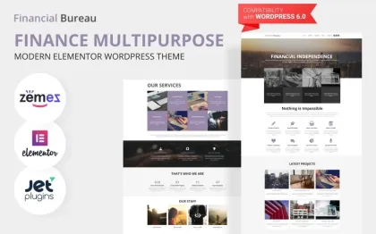 Financial Bureau Finance Multipurpose Modern WordPress Elementor Theme WordPress Theme 1.0.1 GPL Theme