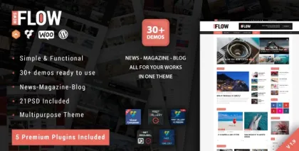 Flow News Magazine and Blog WordPress Theme 2.1 GPL Theme