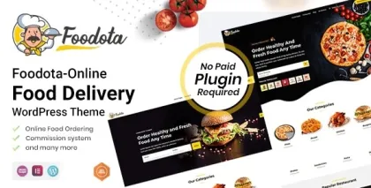 Foodota Online Food Delivery WordPress Theme 1.0.3 GPL Theme
