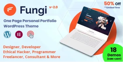 Fungi One Page Personal Portfolio WordPress Theme 1.0.3 GPL Theme