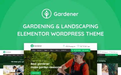 Gardener Gardening and Landscaping WordPress Elementor Theme WordPress Theme 1.1.2 GPL Theme