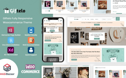 Giftelo Handmade Gift Photo Art Elementor WooCommerce Theme 1.0 GPL Theme