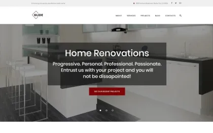 Glide Home, Bath and Kitchen Renovation Company WordPress Theme 1.0.0 GPL Theme