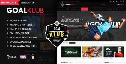 Goal Club | Sports Events WordPress Theme 1.5 GPL Theme
