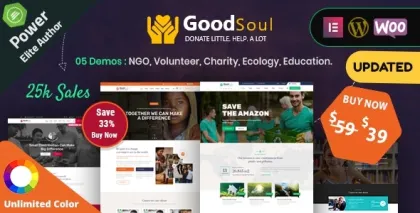 GoodSoul Charity Fundraising WordPress Theme 2.7 GPL Theme