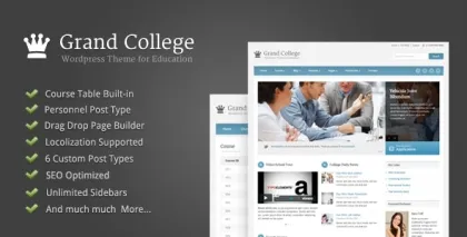Grand College WordPress Theme For Education 1.3.3 GPL Theme