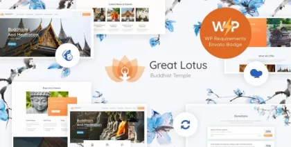 Great Lotus | Oriental Buddhist Temple WordPress Theme + RTL 1.3.1 GPL Theme